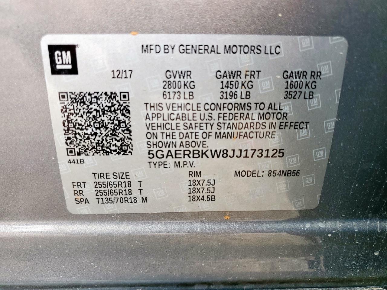 2018 Buick Enclave Essence VIN: 5GAERBKW8JJ173125 Lot: 82333305