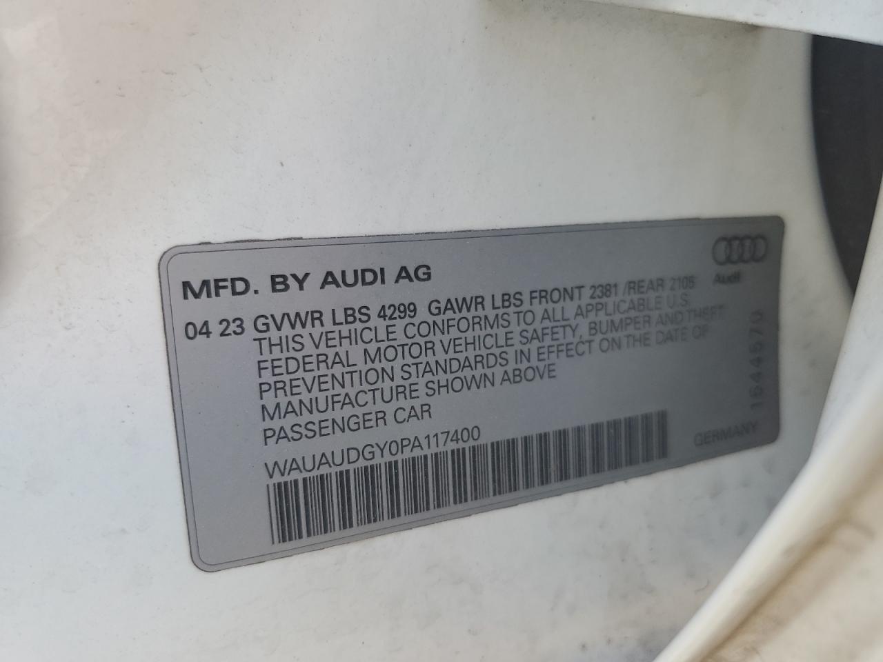 2023 Audi A3 Premium VIN: WAUAUDGY0PA117400 Lot: 87400305