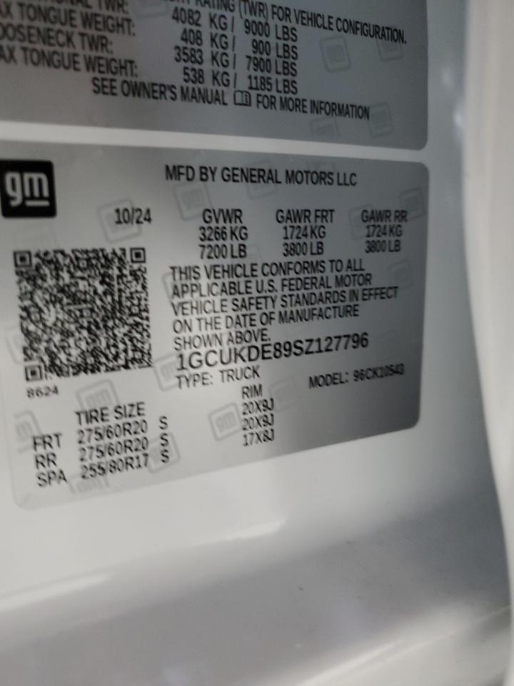 2025 Chevrolet Silverado K1500 Lt VIN: 1GCUKDE89SZ127796 Lot: 86074435