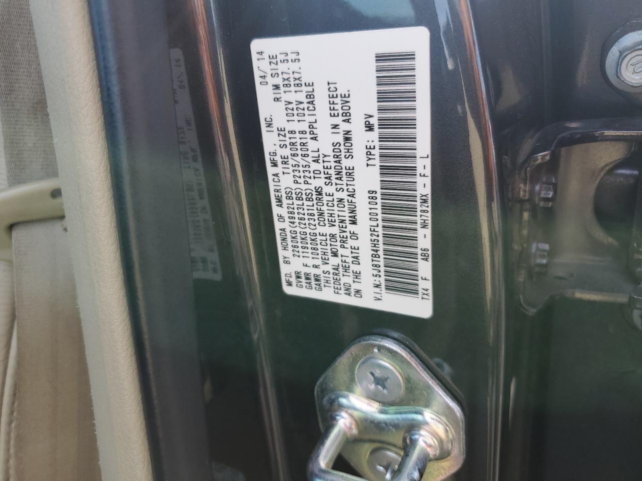 2015 Acura Rdx Technology VIN: 5J8TB4H52FL001089 Lot: 87479375