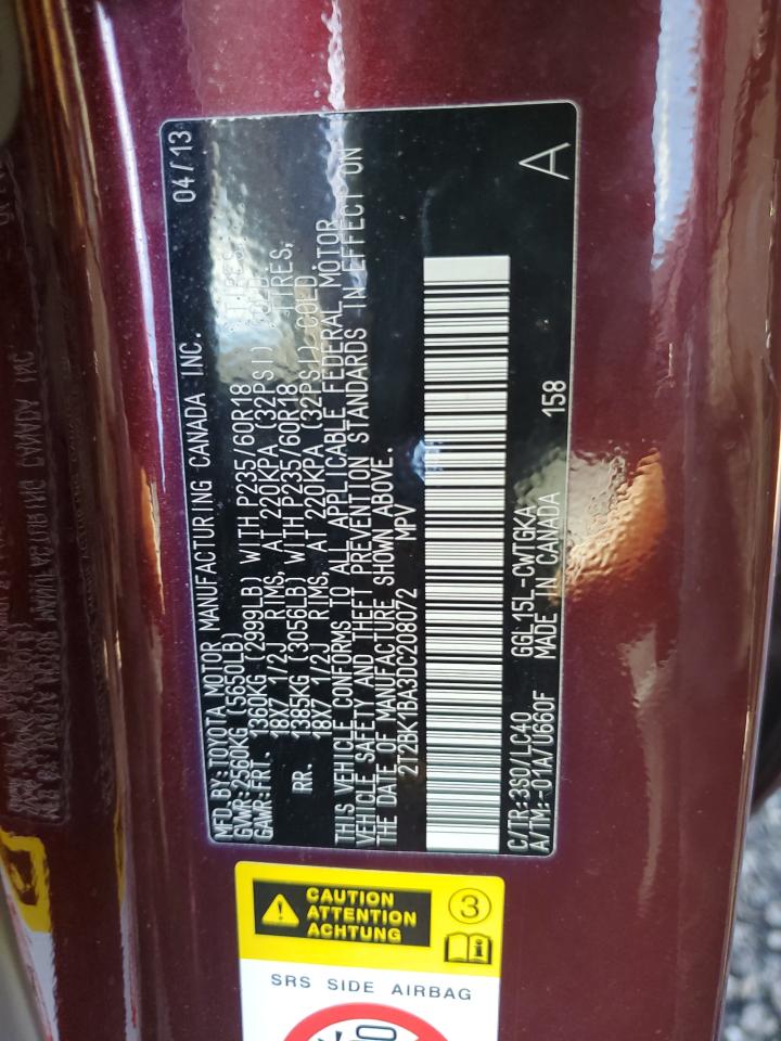 2013 Lexus Rx 350 Base VIN: 2T2BK1BA3DC208072 Lot: 86217345