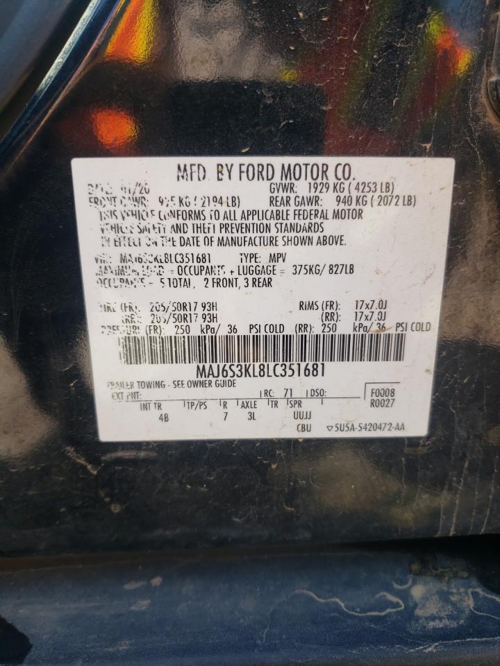 2020 Ford Ecosport Titanium VIN: MAJ6S3KL8LC351681 Lot: 82271535