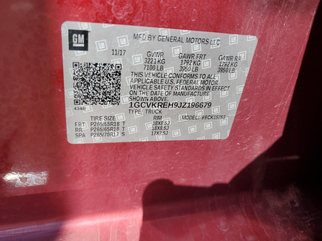 2018 Chevrolet Silverado K1500 Lt VIN: 1GCVKREH9JZ196679 Lot: 82341455