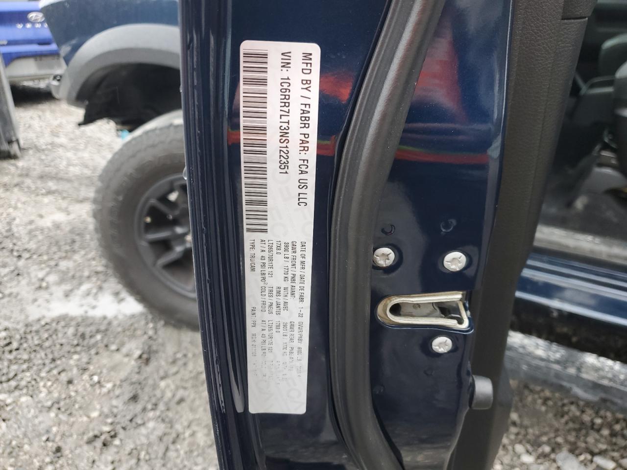 2022 Ram 1500 Classic Slt VIN: 1C6RR7LT3NS122351 Lot: 82617075