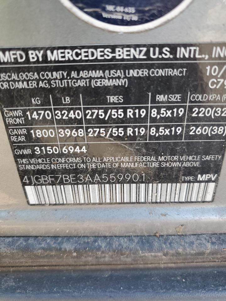 2010 Mercedes-Benz Gl 450 4Matic VIN: 4JGBF7BE3AA559901 Lot: 85918455
