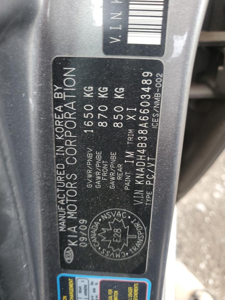 2010 Kia Rio Lx VIN: KNADH4B38A6603489 Lot: 86861835