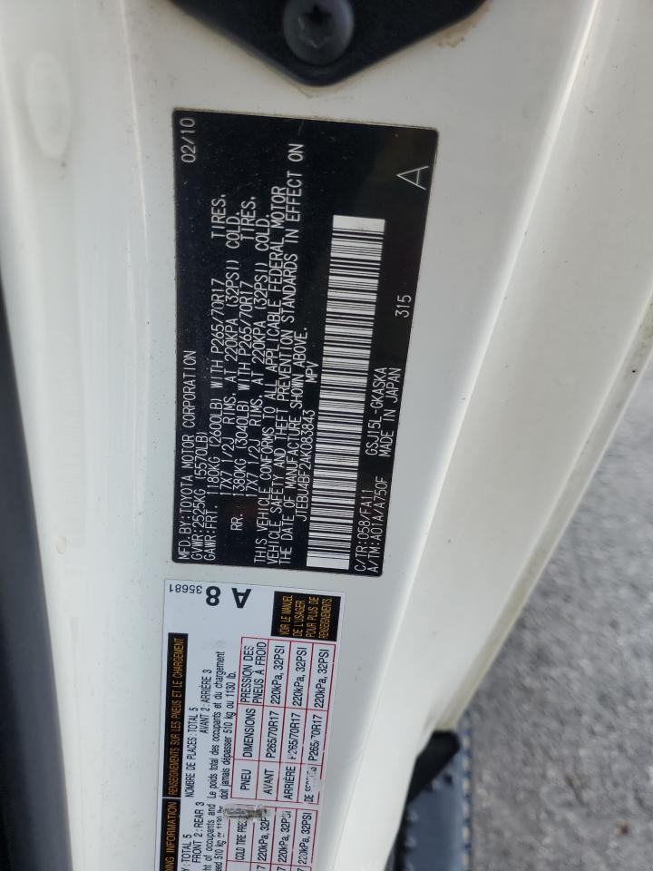 2010 Toyota Fj Cruiser VIN: JTEBU4BF2AK083843 Lot: 90055545