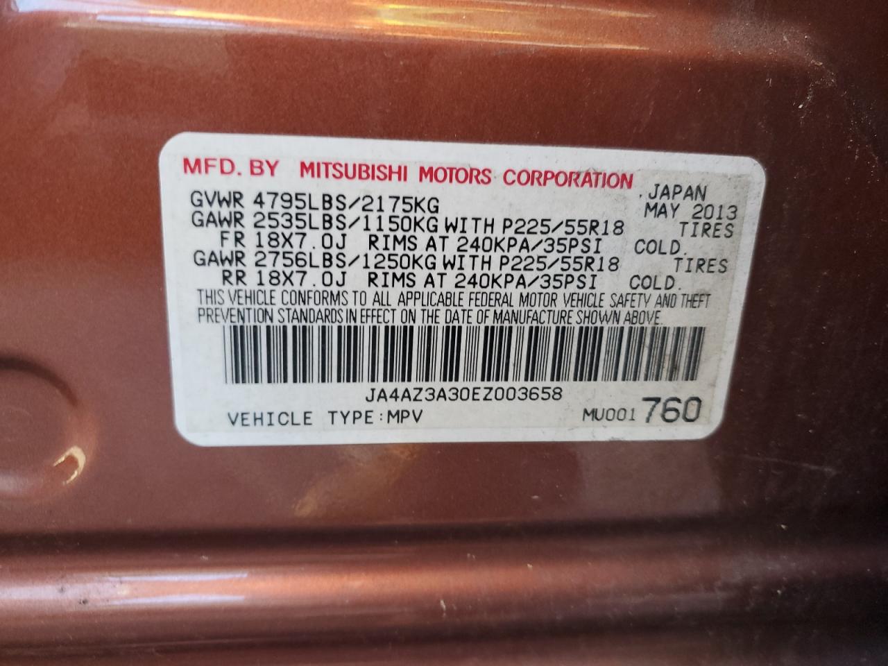 2014 Mitsubishi Outlander Se VIN: JA4AZ3A30EZ003658 Lot: 87346645