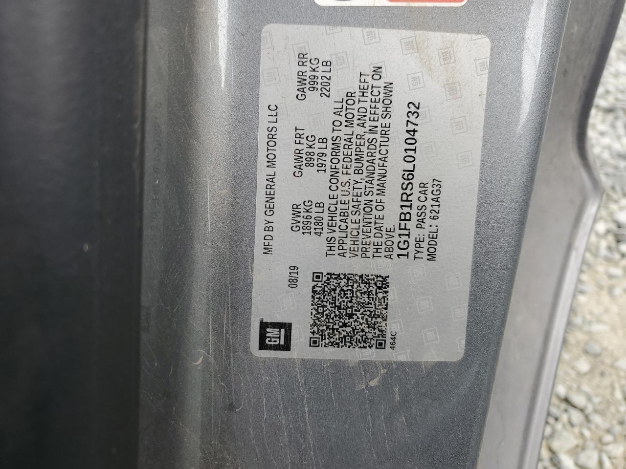 2020 Chevrolet Camaro Ls VIN: 1G1FB1RS6L0104732 Lot: 86082085