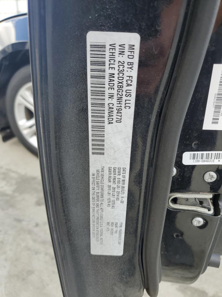 2022 Dodge Charger Sxt VIN: 2C3CDXBG2NH194770 Lot: 85330535