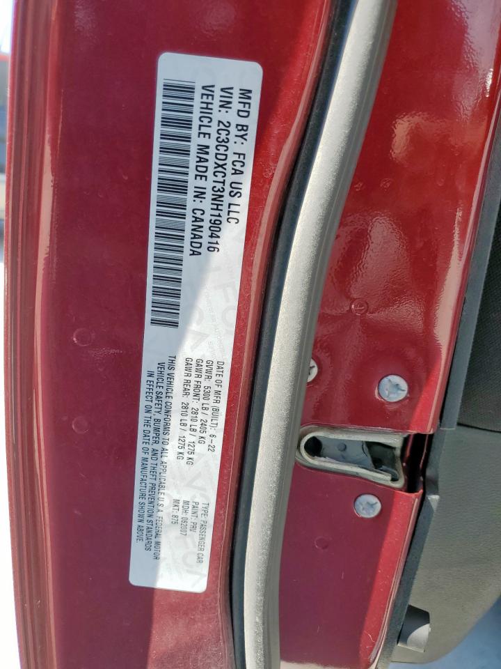 2022 Dodge Charger R/T VIN: 2C3CDXCT3NH190416 Lot: 85348885