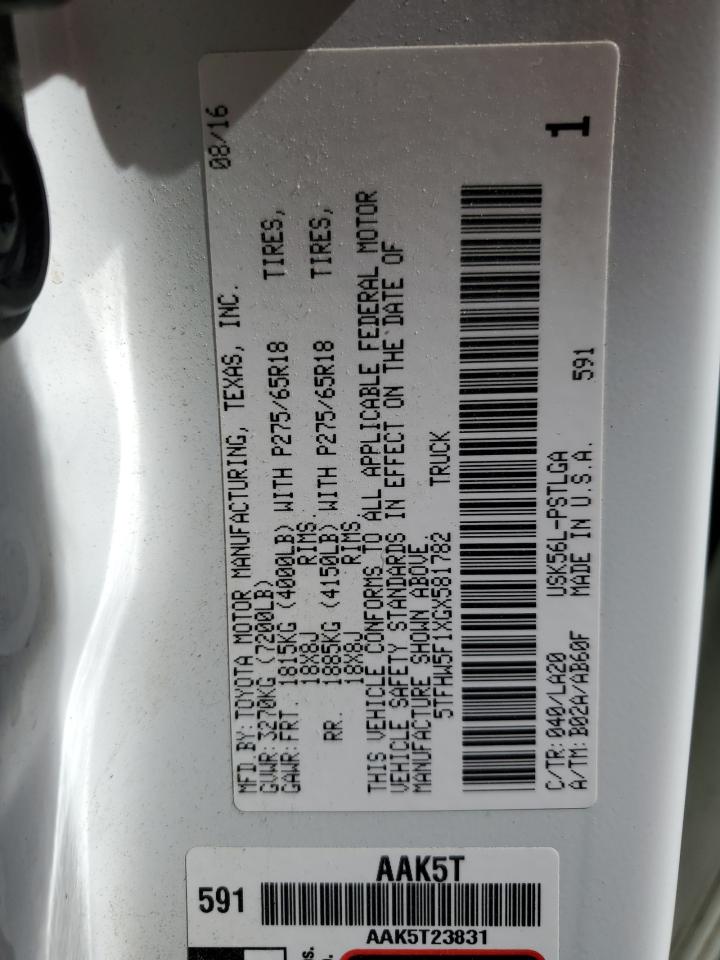 2016 Toyota Tundra Crewmax Limited VIN: 5TFHW5F1XGX581782 Lot: 81991705