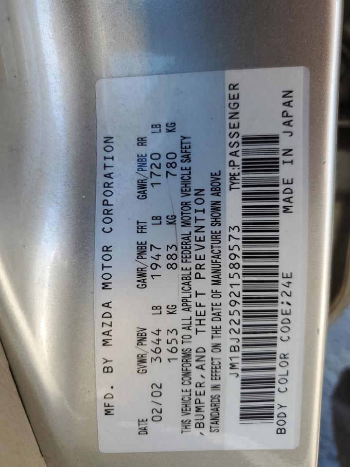 2002 Mazda Protege Dx VIN: JM1BJ225921589573 Lot: 82300865