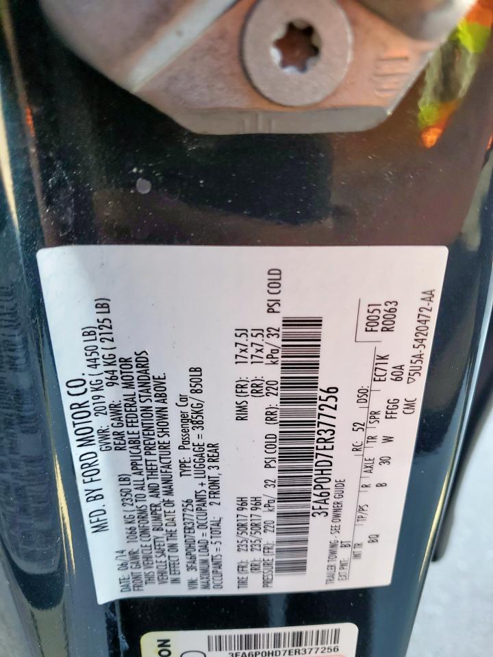 2014 Ford Fusion Se VIN: 3FA6P0HD7ER377256 Lot: 90816995