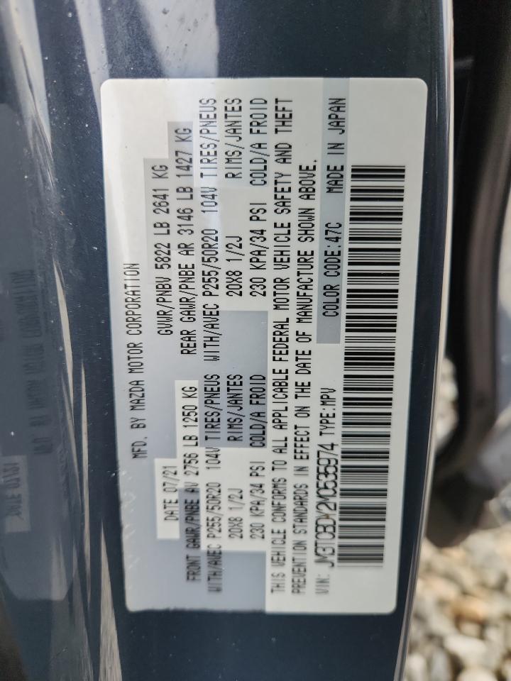 2021 Mazda Cx-9 Grand Touring VIN: JM3TCBDY2M0535974 Lot: 87466165