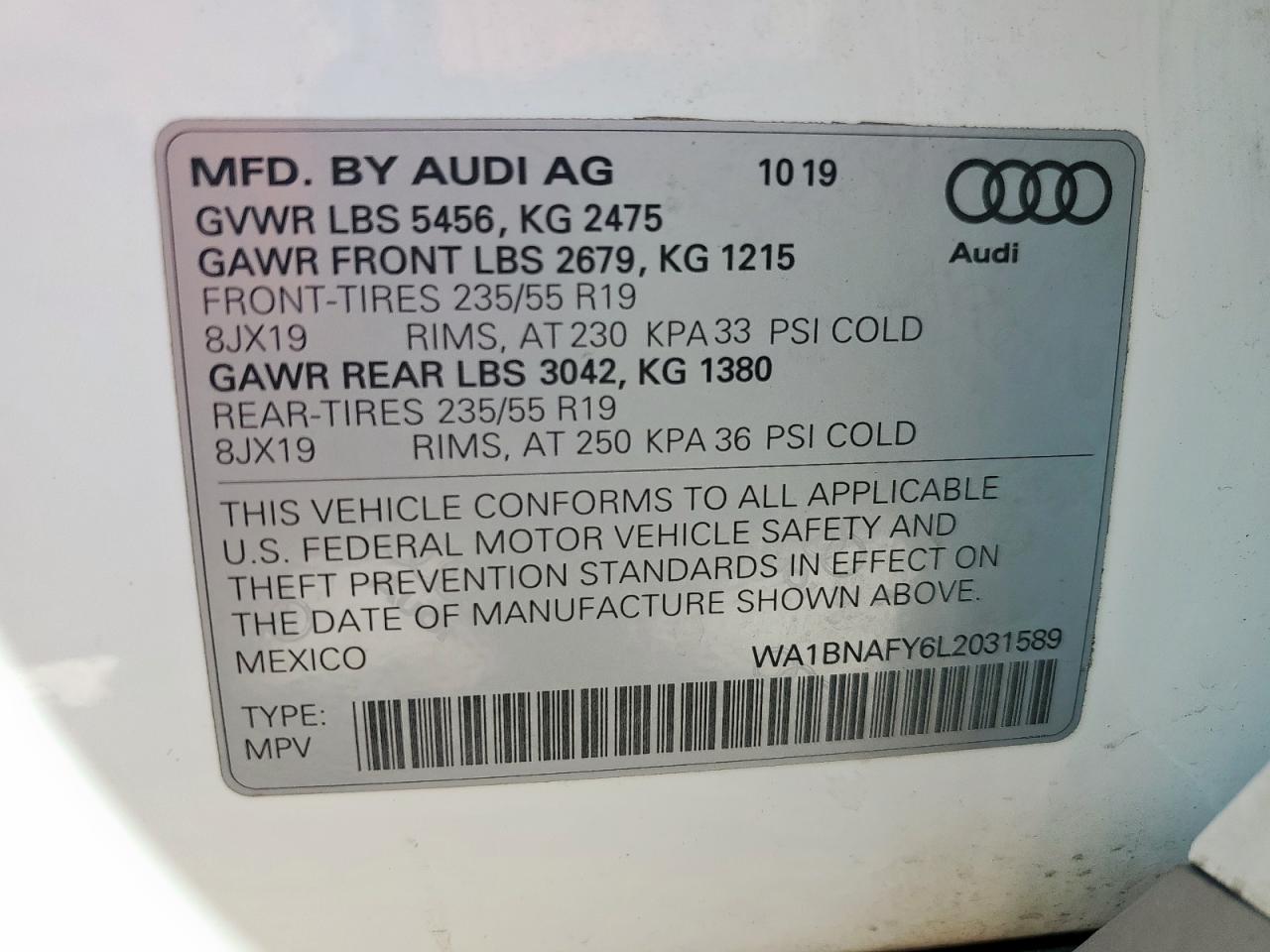 2020 Audi Q5 Premium Plus VIN: WA1BNAFY6L2031589 Lot: 84565755