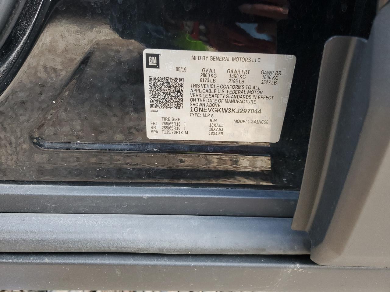 2019 Chevrolet Traverse Lt VIN: 1GNEVGKW3KJ297044 Lot: 86278495