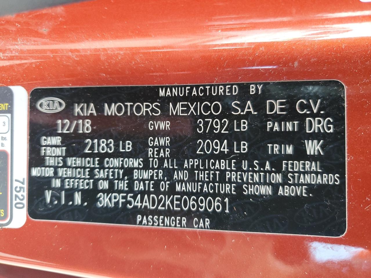 2019 Kia Forte Ex VIN: 3KPF54AD2KE069061 Lot: 85113005