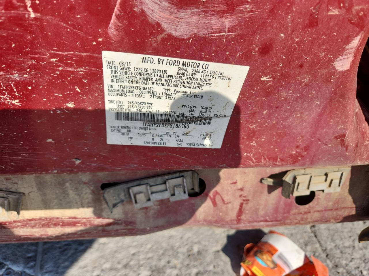 2015 Ford Taurus Limited VIN: 1FAHP2F8XFG186580 Lot: 84814455