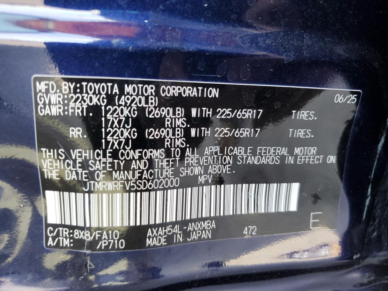 2025 Toyota Rav4 Xle VIN: JTMRWRFV5SD602000 Lot: 85169965