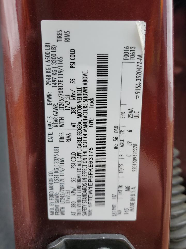 2015 Ford F150 Supercrew VIN: 1FTEW1EP6FKE63175 Lot: 82784275