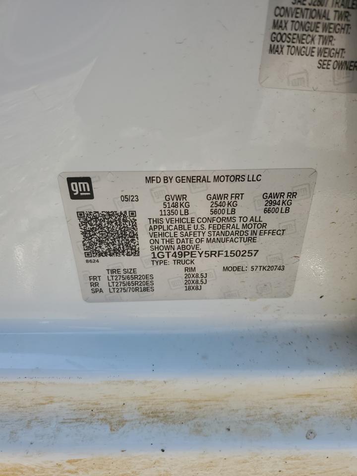 2024 GMC Sierra K2500 At4 VIN: 1GT49PEY5RF150257 Lot: 90087905