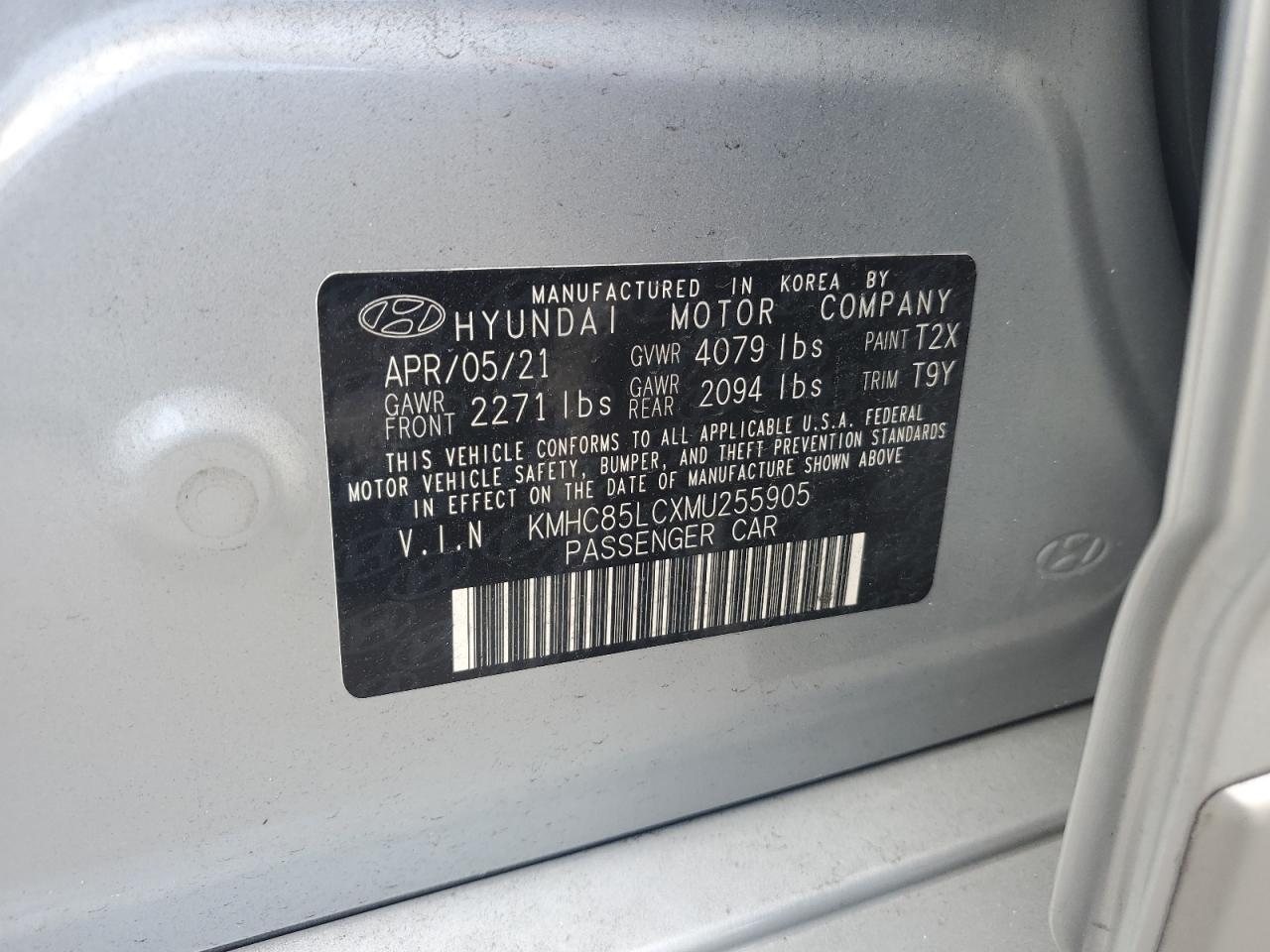 2021 Hyundai Ioniq Sel VIN: KMHC85LCXMU255905 Lot: 85598505