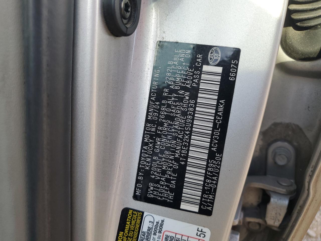 2005 Toyota Camry Le VIN: 4T1BE32K45U983836 Lot: 84628205