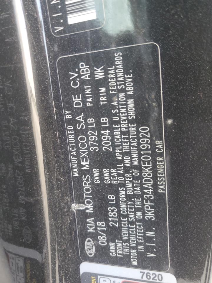 2019 Kia Forte Gt Line VIN: 3KPF34AD8KE019920 Lot: 82557865