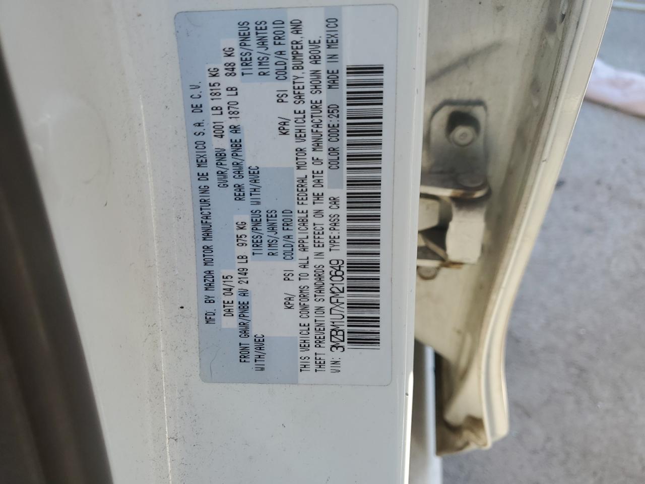 2015 Mazda 3 Sport VIN: 3MZBM1U7XFM210649 Lot: 89522065