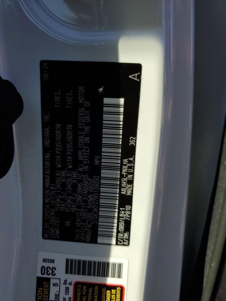 2024 Toyota Sienna Limited VIN: 5TDESKFC7RS139050 Lot: 84894805