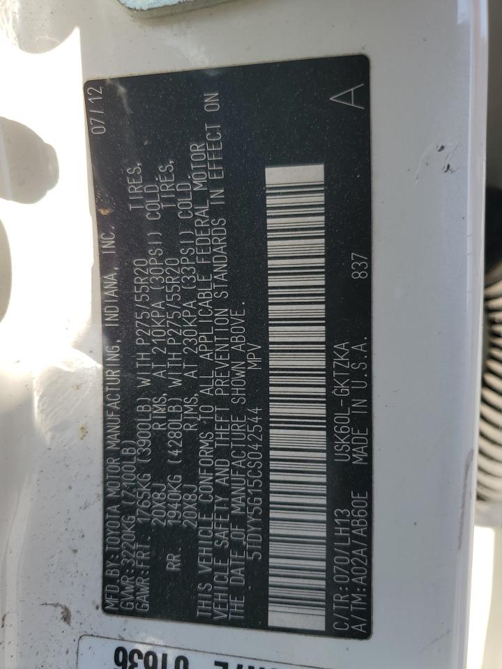 2012 Toyota Sequoia Platinum VIN: 5TDYY5G15CS042544 Lot: 86337225