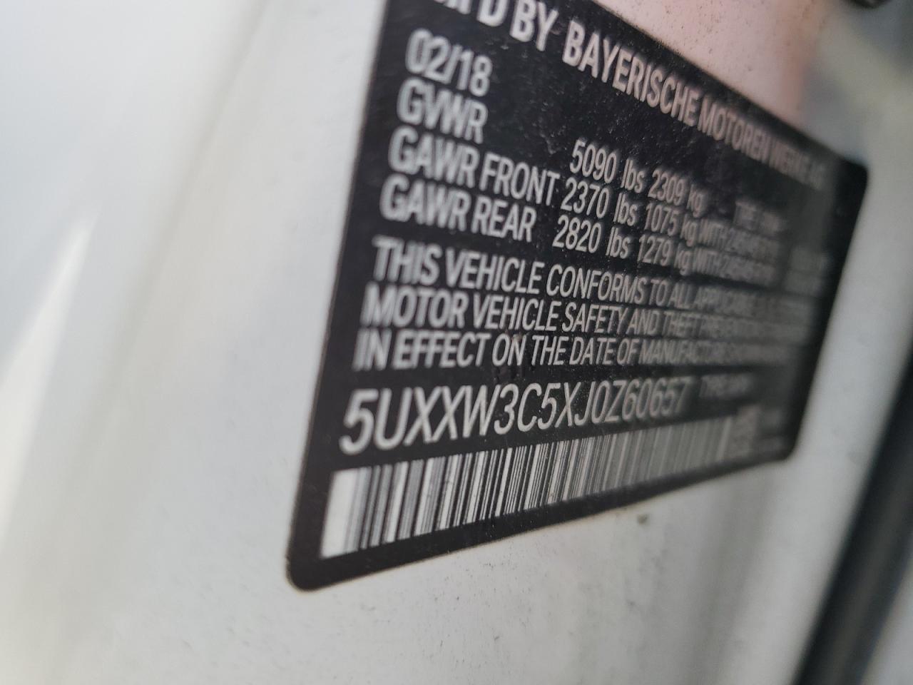 2018 BMW X4 xDrive28I VIN: 5UXXW3C5XJ0Z60657 Lot: 81475445