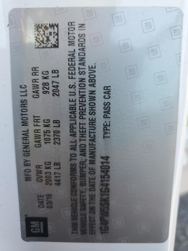 2016 Buick Verano Sport Touring VIN: 1G4PW5SK1G4154014 Lot: 85545515