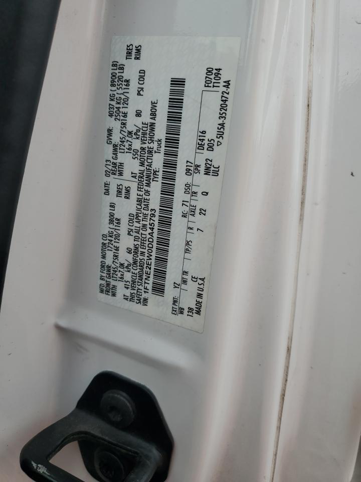 2013 Ford Econoline E250 Van VIN: 1FTNE2EW0DDA45793 Lot: 85312015