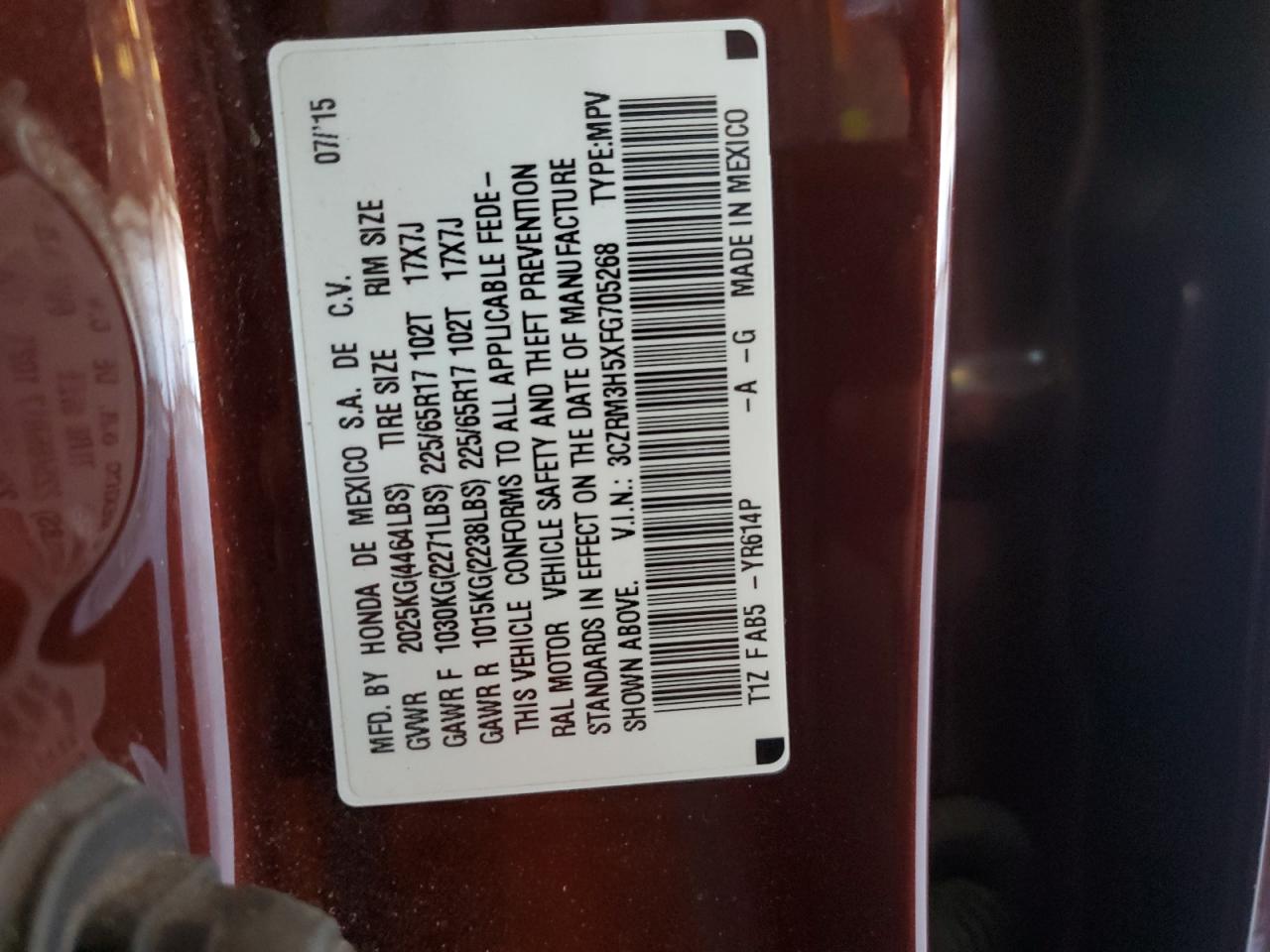 2015 Honda Cr-V Ex VIN: 3CZRM3H5XFG705268 Lot: 90284845