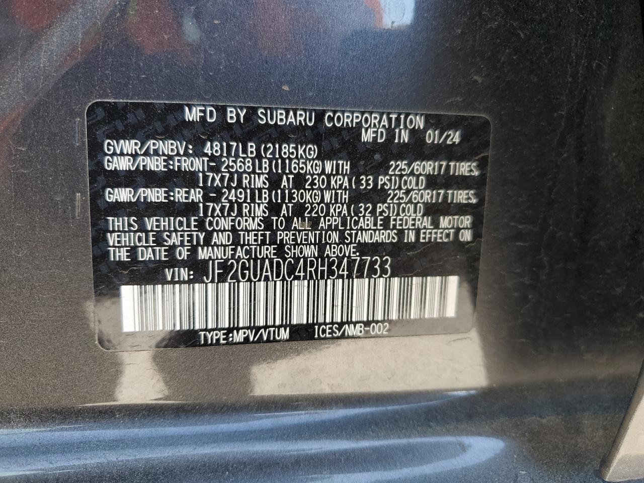 2024 Subaru Crosstrek Premium VIN: JF2GUADC4RH347733 Lot: 85127285