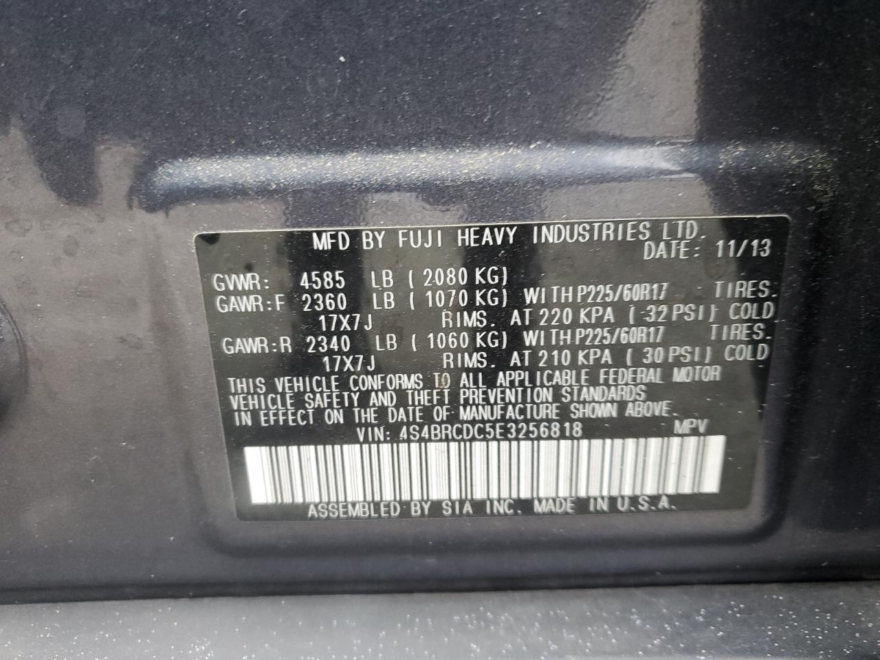 2014 Subaru Outback 2.5I Premium VIN: 4S4BRCDC5E3256818 Lot: 86745235