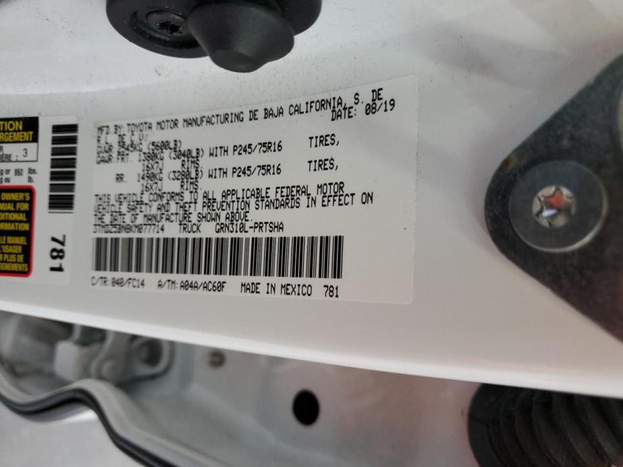 2019 Toyota Tacoma Double Cab VIN: 3TMDZ5BN8KM077714 Lot: 84977385