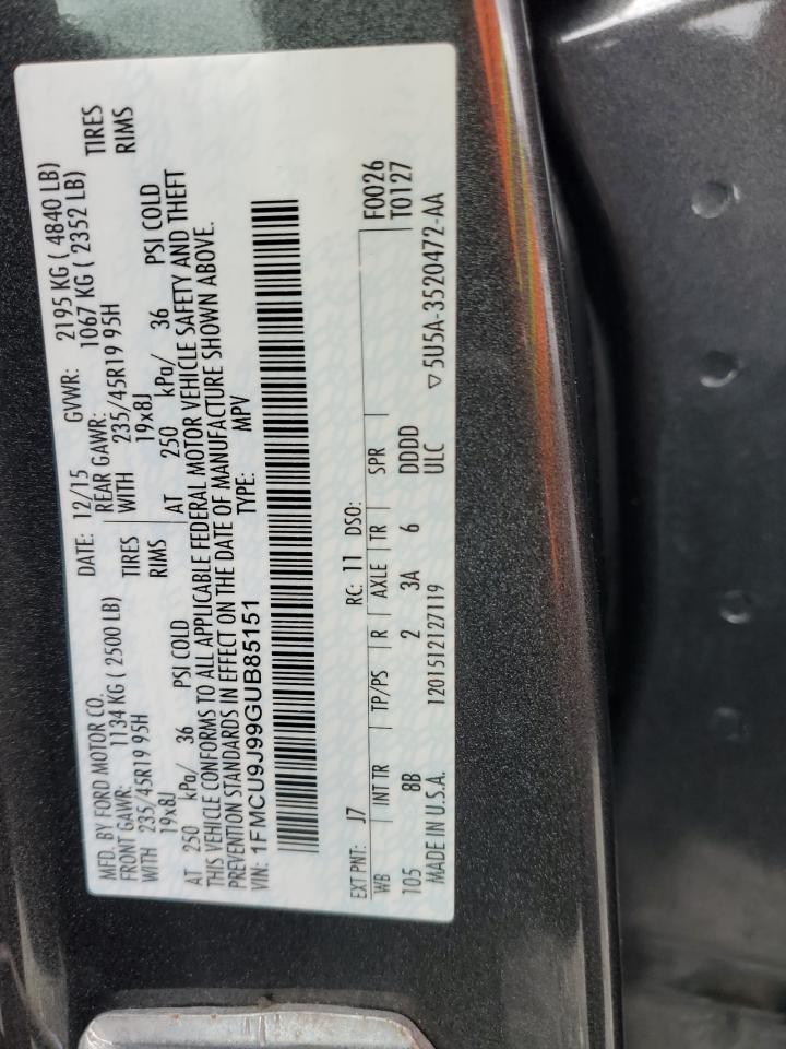 2016 Ford Escape Titanium VIN: 1FMCU9J99GUB85151 Lot: 82636125