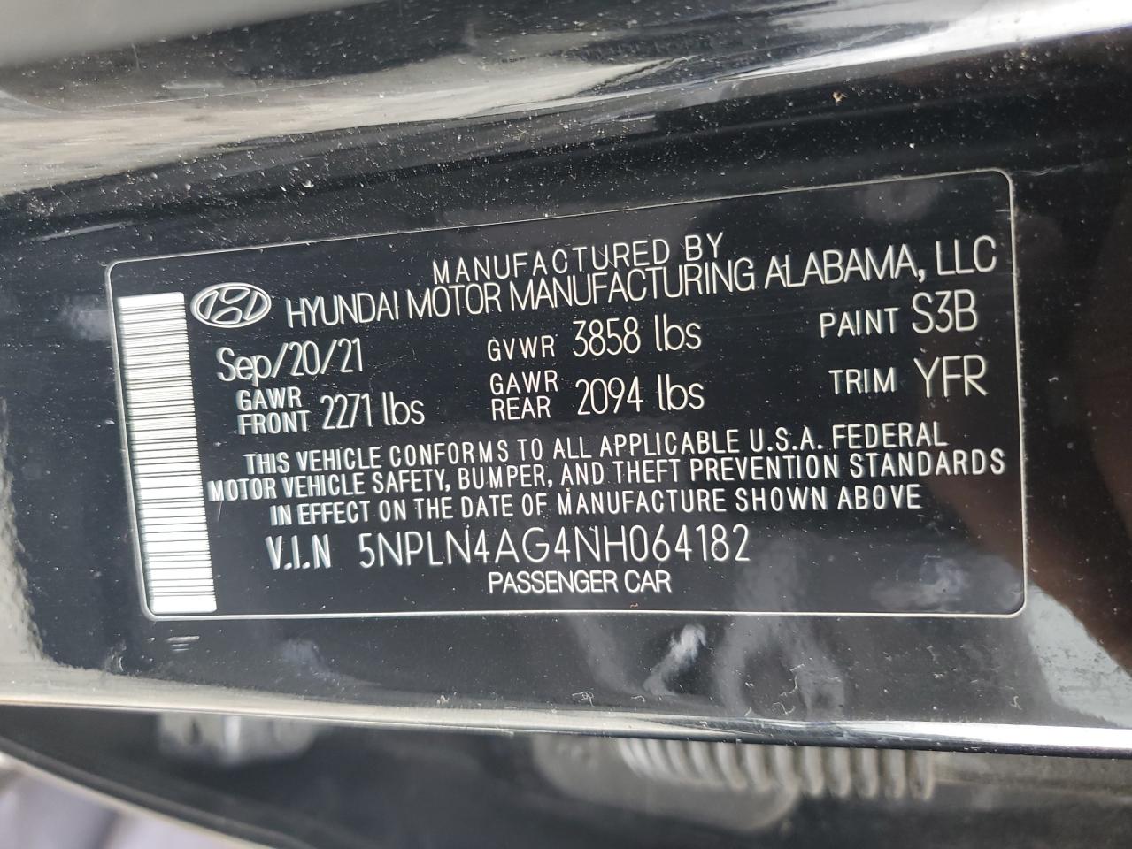 2022 Hyundai Elantra Sel VIN: 5NPLN4AG4NH064182 Lot: 82000905
