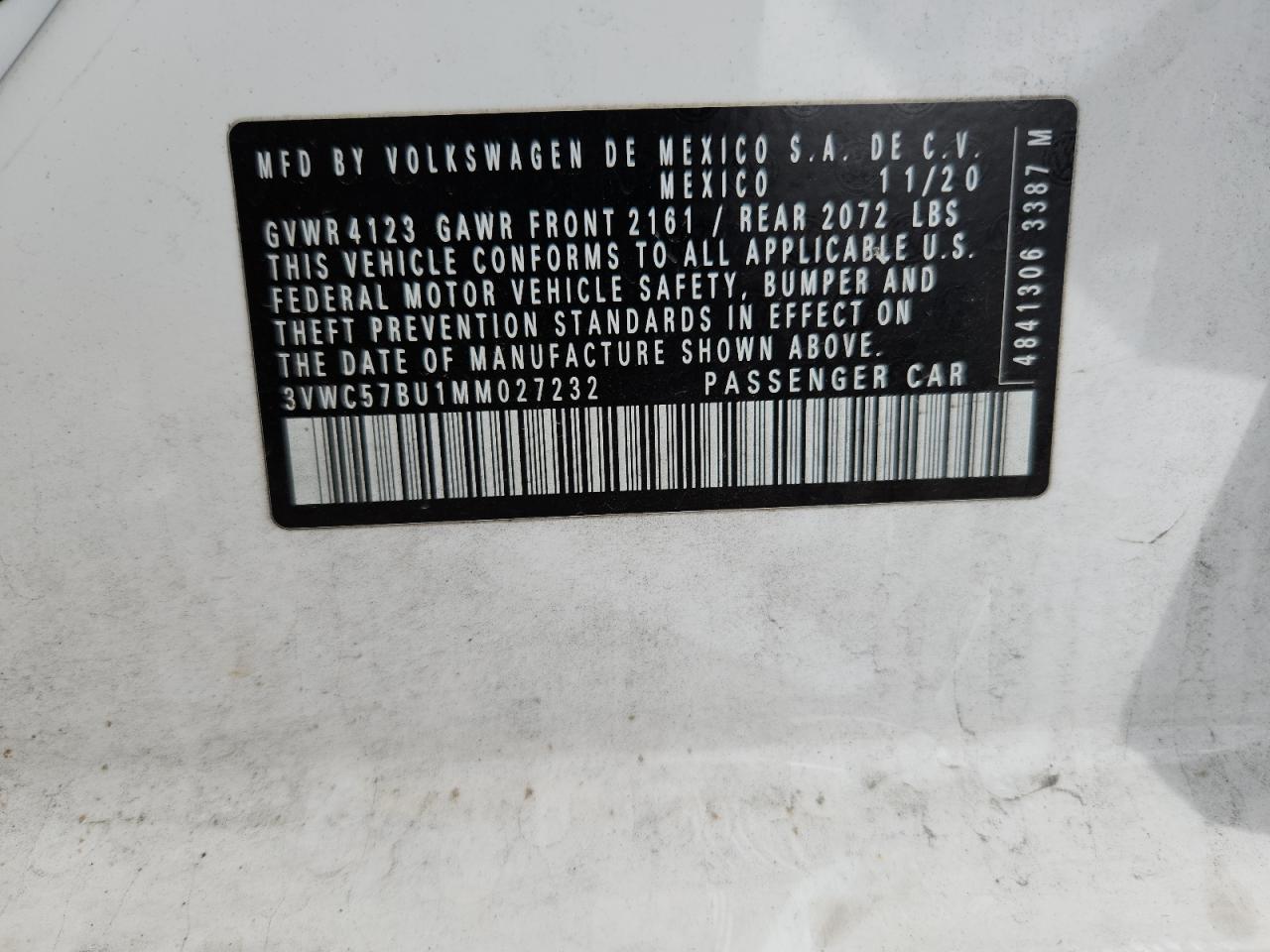 2021 Volkswagen Jetta S VIN: 3VWC57BU1MM027232 Lot: 85562945