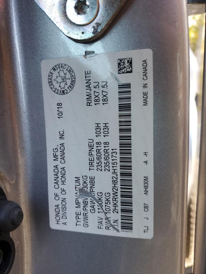 2018 Honda Cr-V Exl VIN: 2HKRW2H82JH151731 Lot: 85566735