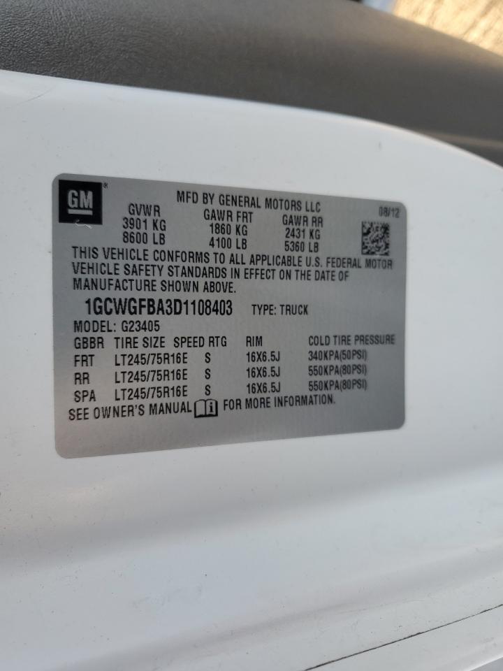 2013 Chevrolet Express G2500 VIN: 1GCWGFBA3D1108403 Lot: 86324195