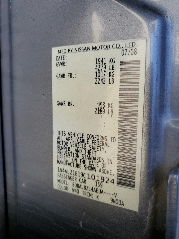 2009 Nissan Altima 2.5 VIN: 1N4AL21E19C101924 Lot: 82343235