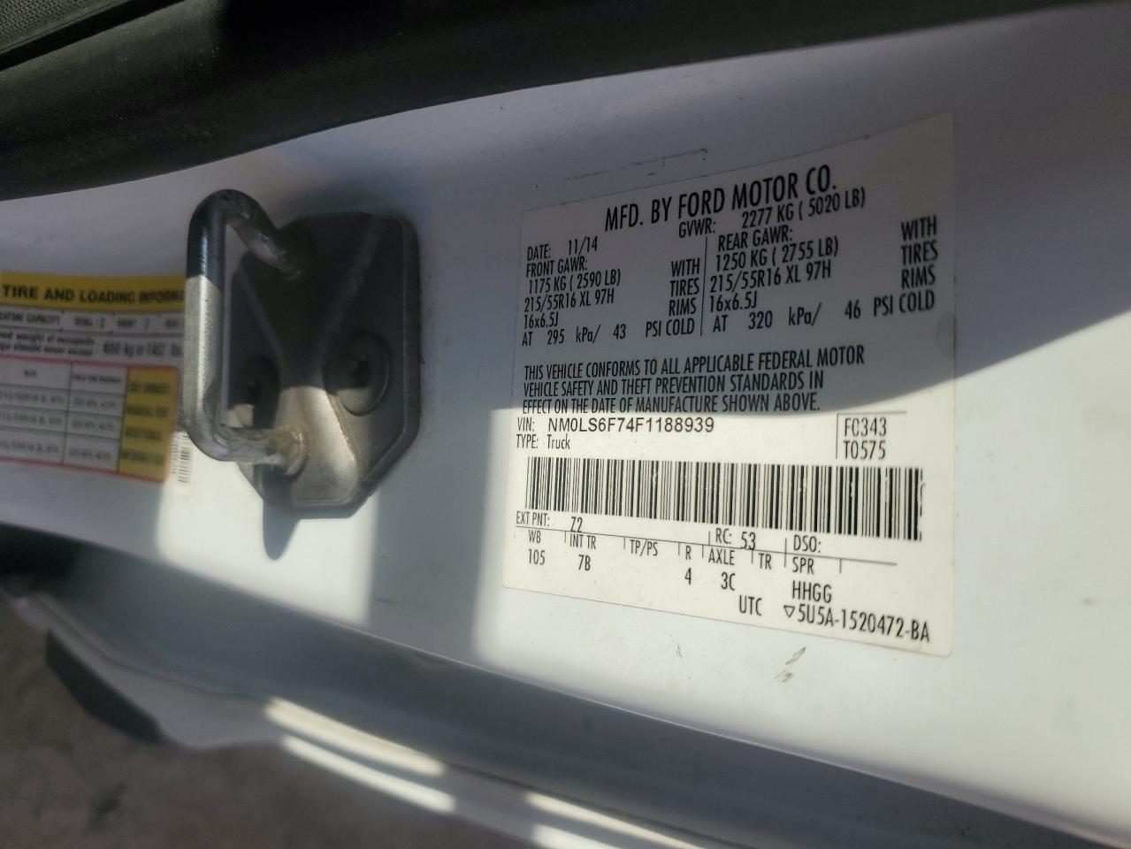 2015 Ford Transit Connect Xlt VIN: NM0LS6F74F1188939 Lot: 86798315
