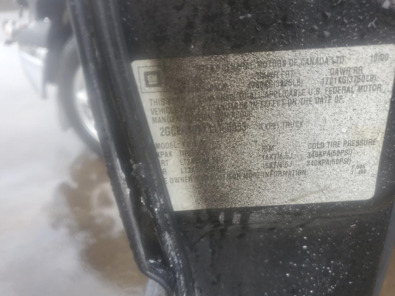 2001 Chevrolet Silverado K1500 VIN: 2GCEK19TX11185053 Lot: 81814025