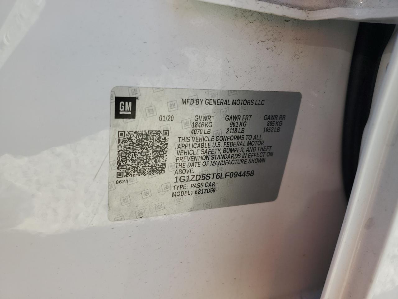 2020 Chevrolet Malibu Lt VIN: 1G1ZD5ST6LF094458 Lot: 85503275