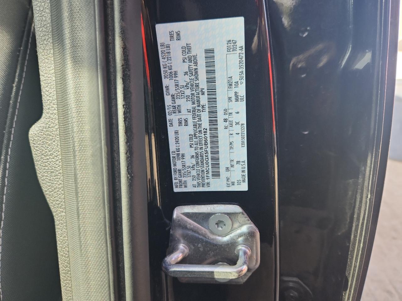 2015 Ford Escape Se VIN: 1FMCU0GX5FUB60182 Lot: 84814645