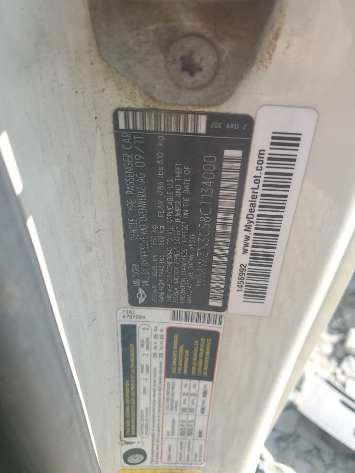 2012 Mini Cooper VIN: WMWZN3C58CT134000 Lot: 85281115